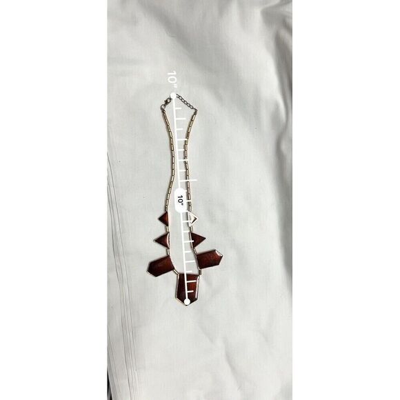 019-004‎ Rust Colored Bib Statement Necklace Gold Fashion Jewelry 0008 - Picture 6 of 6